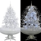 Kerstboom sneeuwend met paraplubasis 140 cm wit