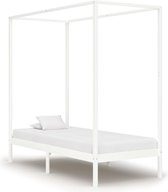 Hemelbedframe massief grenenhout wit 100x200 cm