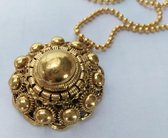 Zeeuwse bolle knop 3,8 cm en verguld met echt goud, met vergulde bolletjesketting, designerskwakiteit van Zeeuws Meisje