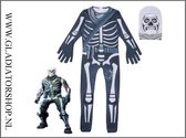 Fortnite Skull Trooper skin halloween kostuum kinderen, maat 150