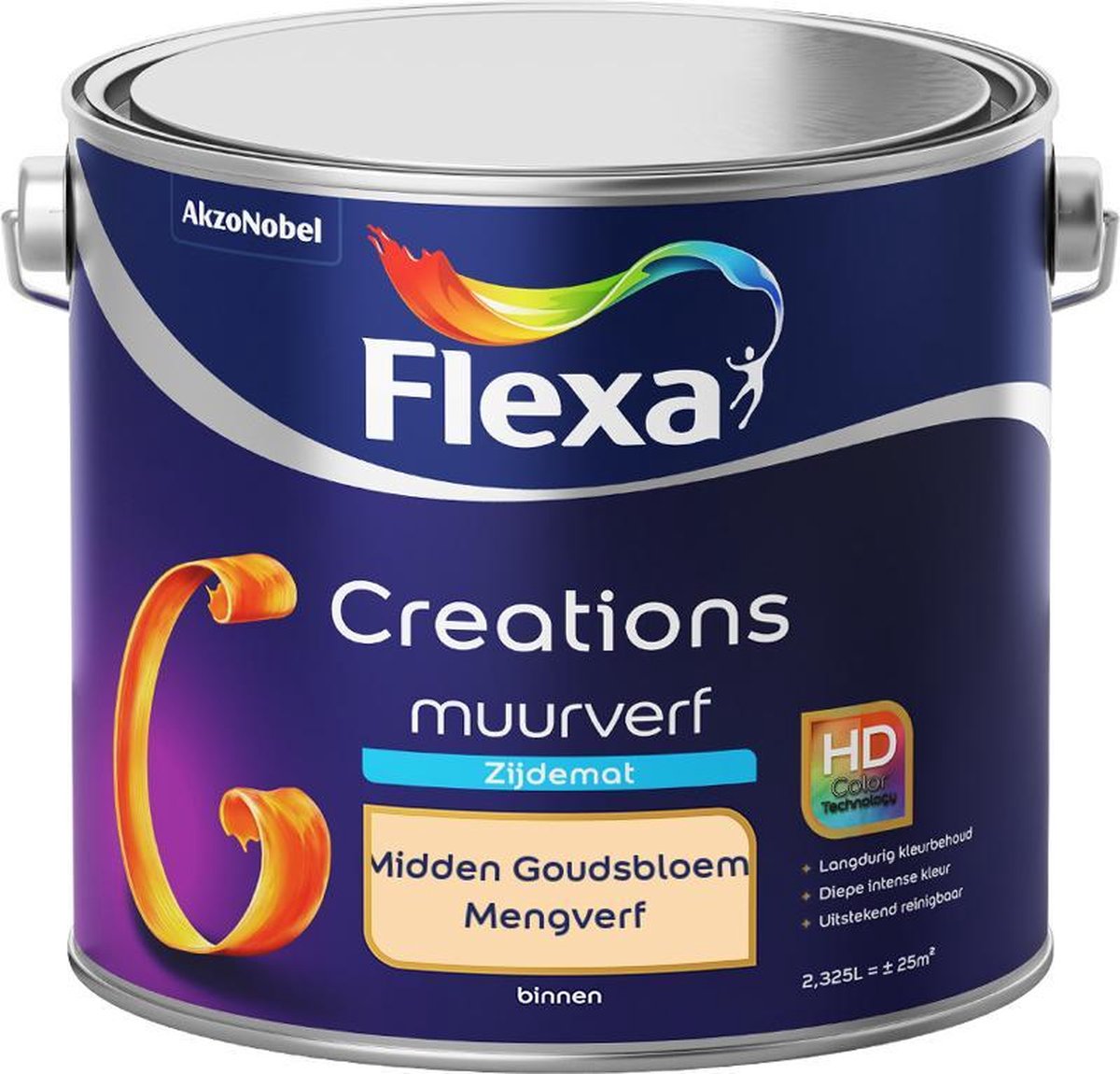 Flexa Creations - Muurverf Zijde Mat - Mengkleuren Collectie - Midden Goudsbloem - 2,5 liter
