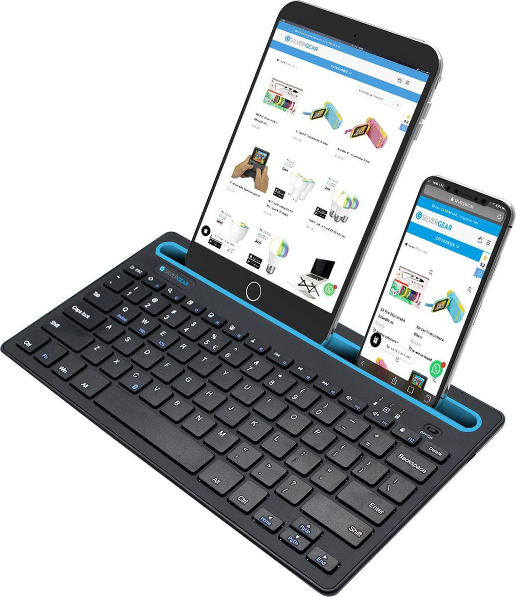 Staat Induceren Fractie Silvergear® Draadloos Toetsenbord met Gleuf voor Smartphone en Tablet -  QWERTY toetsen... | bol.com