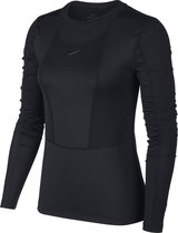 Nike W Np Ls Warm Hollywood Top Dames Sporttrui - Black/Clear - Maat XL