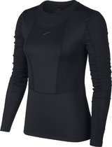 Nike W Np Ls Warm Hollywood Top Dames Sporttrui - Black/Clear - Maat XS