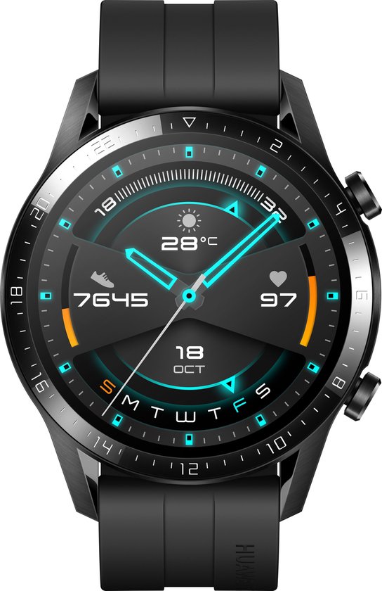Huawei Watch GT 2- Zwart - Fluoroelastomer band