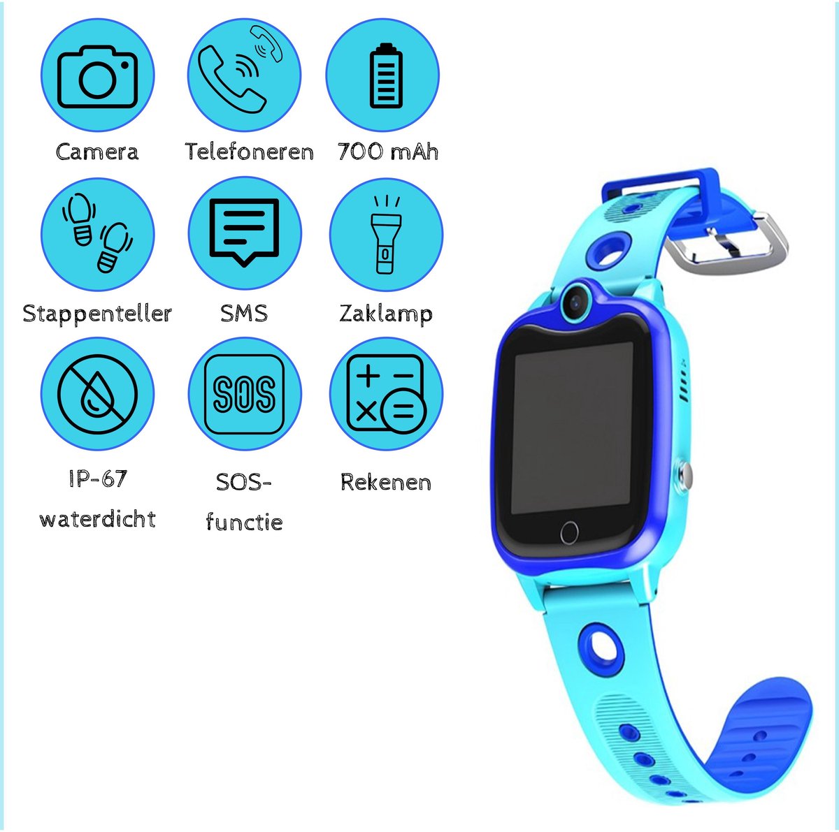 Smartwatch Kinderen GPS horloge kind Waterdicht Blauw QY901
