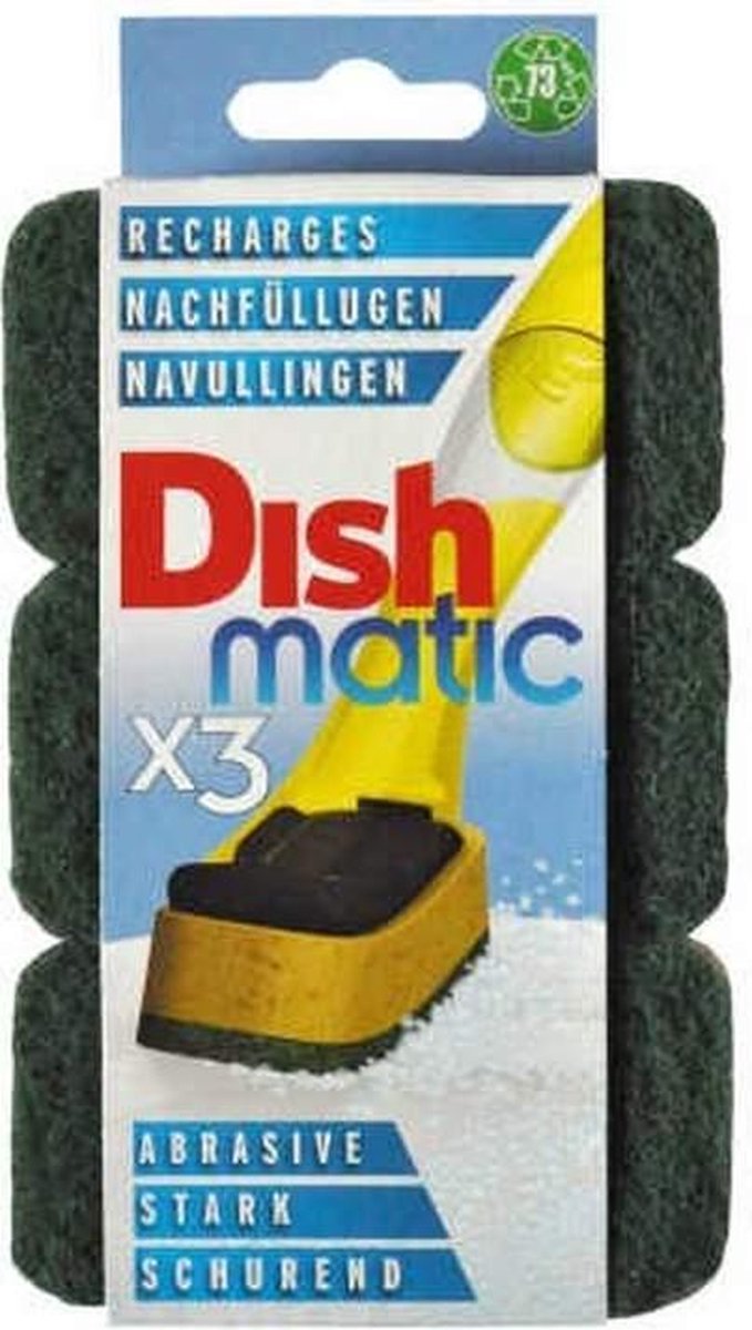 Dishmatic Brosse à vaisselle et recharge - Éponge à récurer très résistante