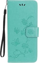 Shop4 - Samsung Galaxy A80 Hoesje - Wallet Case Bloemen Vlinder Groen
