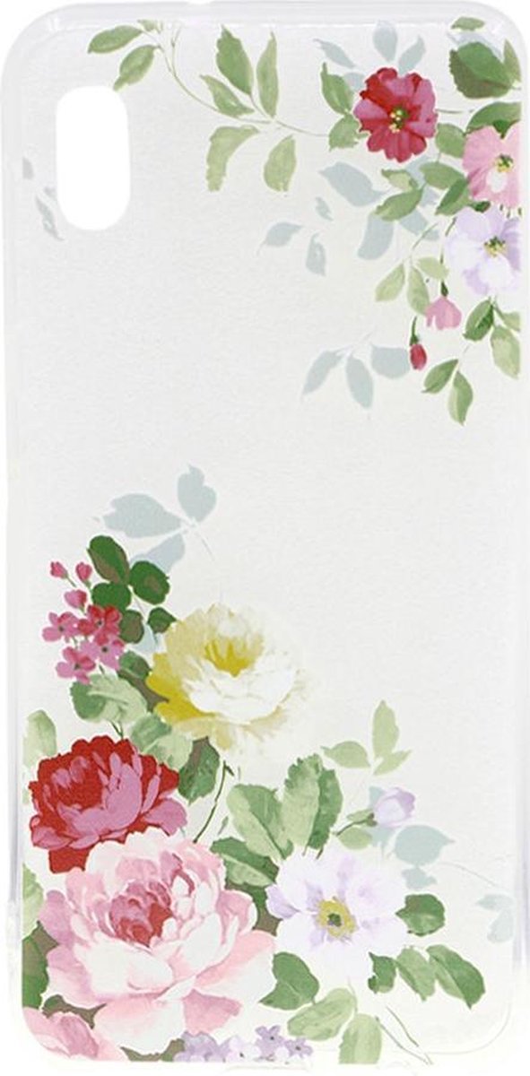 Shop4 - Samsung Galaxy A50 Hoesje - Zachte Back Case Rozen en Bladeren Gekleurd