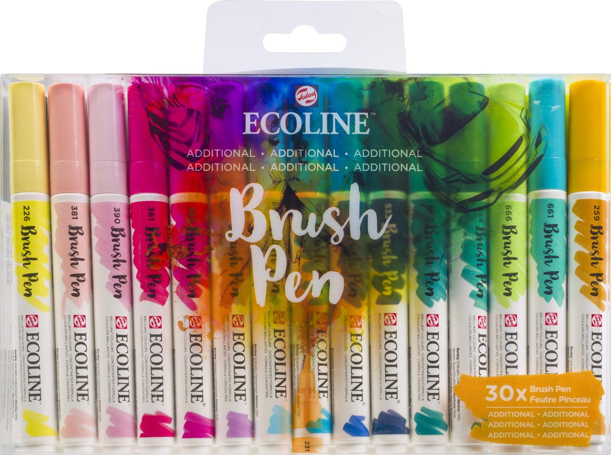 Talens Ecoline Brush Pen – 30 stuks – Additioneel