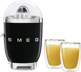 Smeg CJF01BLEU - Citruspers - Zwart + Maxxo Dubbelwandige Glazen 2 stuks