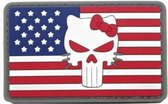 Hello Kitty met Rode ogen op de vlag van Amerika Cosplay PVC patch embleem met klittenband