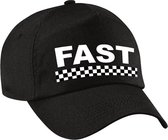 Fast / finish vlag verkleed pet zwart voor dames en heren - Racing team baseball cap - carnaval / kostuum