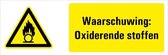 Waarschuwing voor oxiderende stoffen tekstbord 200 x 75 mm