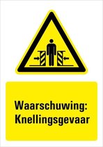 Waarschuwing voor knellingsgevaar bord met tekst 148 x 210 mm