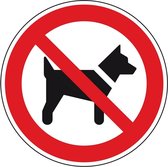 Verboden voor honden sticker - zelfklevende folie - 100 mm - rood wit
