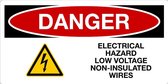 Sticker 'Danger: electrical hazard, low voltage' 300 x 150 mm