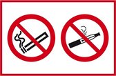 Verbodssticker 'Roken + E-sigaretten verboden' 150 x 100 mm