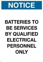 Sticker 'Notice: Batteries to be serviced by personnel only' 297 x 210 mm (A4)