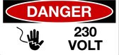 Sticker 'Danger: 230 Volt' 150 x 75 mm