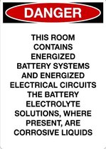 Sticker 'Danger: This rooms contains electrical circuits' 297 x 210 mm (A4)