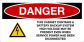 Sticker 'Danger: This cabinet contains a battery backup system' 300 x 150 mm