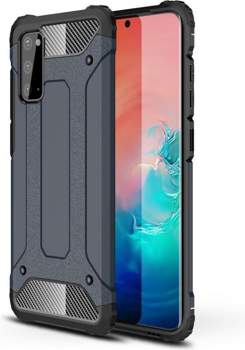 Armor Hybrid Back Cover - Geschikt voor Samsung Galaxy S20 Hoesje - Donkerblauw