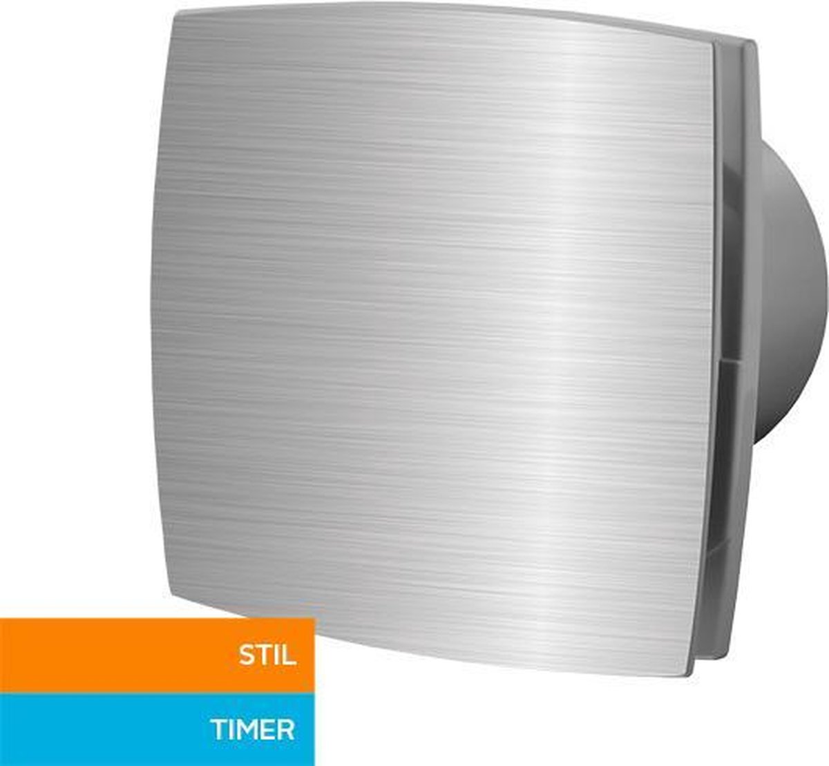 Badkamerventilator Ø 100 mm Silent met timer aluminium