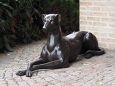 Tuinbeeld - bronzen beeld - Liggende hond rechts - 51 cm hoog