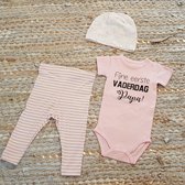 Set met baby romper tekst voor meisje cadeau fijne eerste vaderdag papa korte mouw roze 50-56