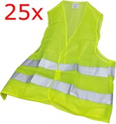 25x Veiligheid verkeersvest veiligheidsvest reflecterend geel EN471 - ISO 20741