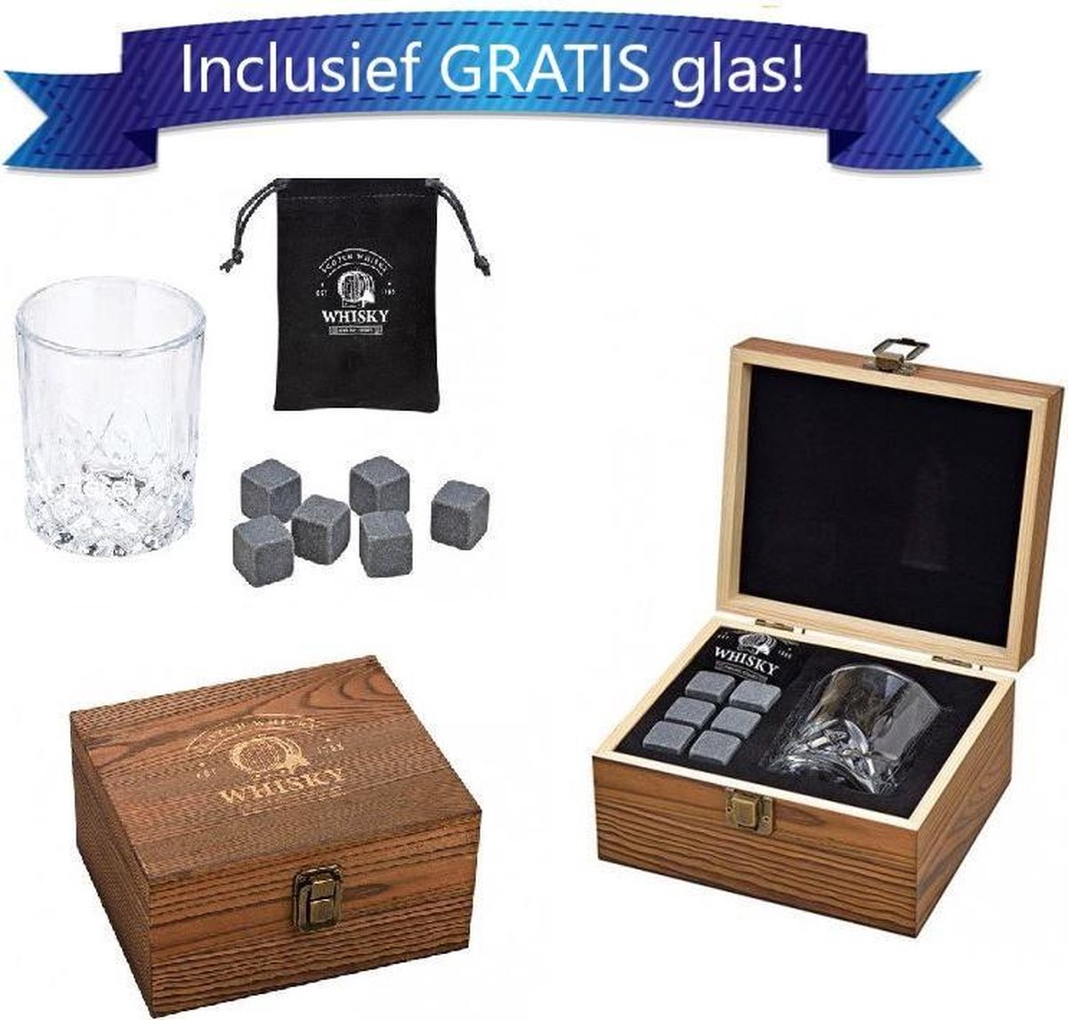 Luxe Whiskey Glas Cadeauset - Whisky Stones Set - Complete Whiskey Stenen -  Cadeau... | bol.com