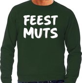 Feest muts sweater / trui groen met witte letters voor heren L