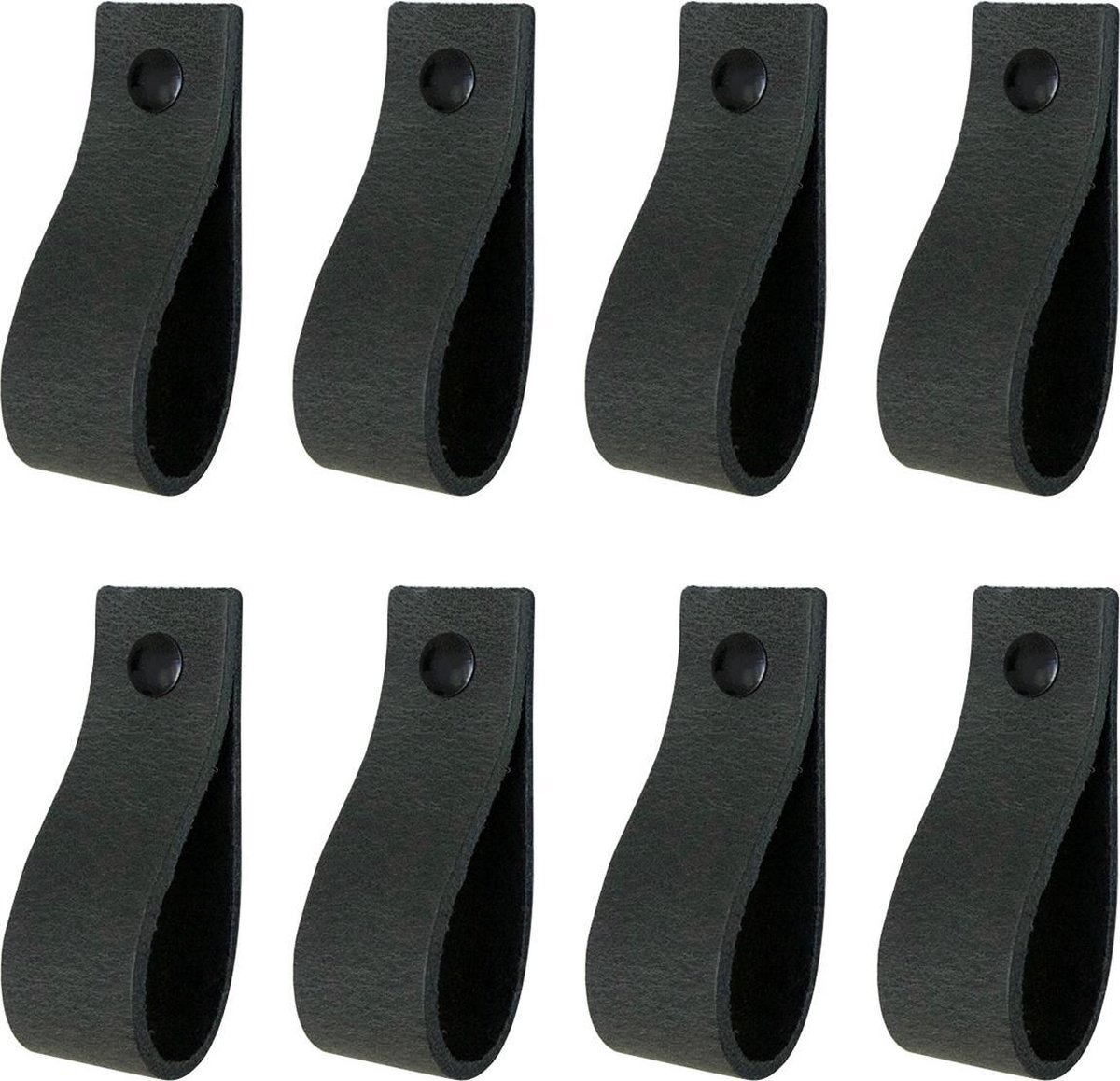 8x Leren handgrepen 'de lus' maat S - VINTAGE GREY (15,8 x 2,5 cm) - incl. 3 kleuren schroefjes (handgreepjes - leren grepen - greepjes - leren lusjes)
