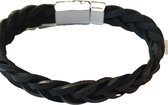 Petra's Sieradenwereld - Heren armband leer zwart gevlochten (22 cm) met magneetsluiting (02)