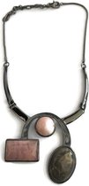 Petra's Sieradenwereld - Ketting metaal fantasie hematiet plating (33)