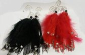 2 veren - decoratie hangers - rood of zwart