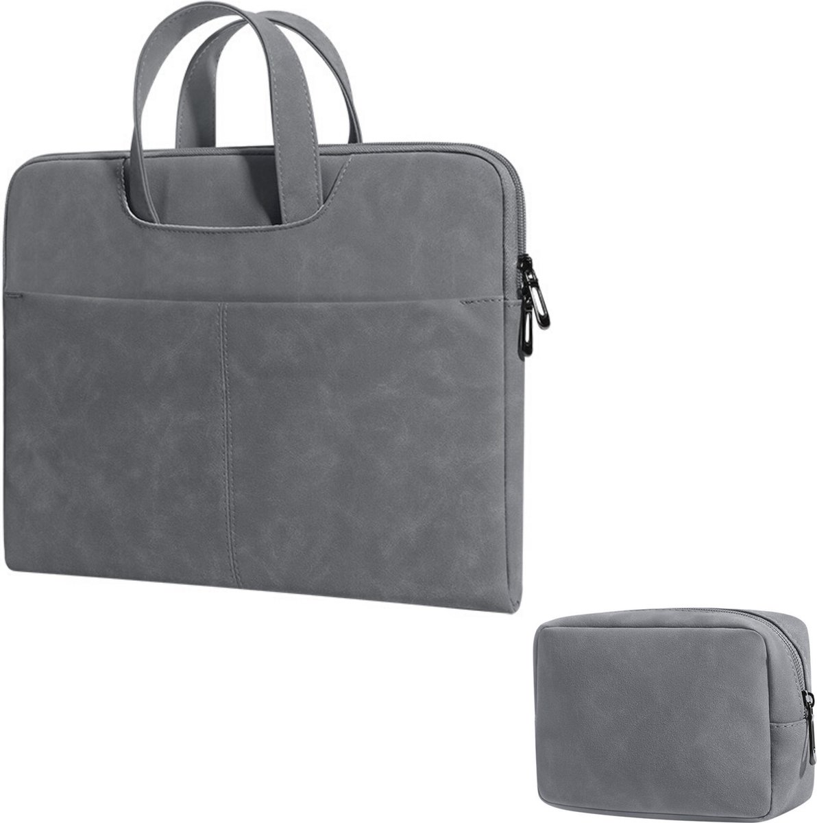 LAPPY Laptophoes met extra tasje Laptopsleeve PU leer
