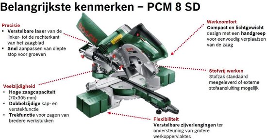 Bosch PCM 8 SD Afkortzaag - 1200 W - Ø 216 mm | bol