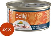 Almo Nature Natvoer voor Katten - Daily Menu Mousse - Glutenvrij - Graanvrij - 24 x 85g - Blokjes met Forel