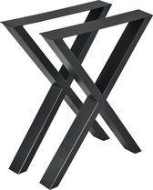 Meubelpoot - Tafelpoot - Set van 2 stuks - Staal - Afmeting (LxBxH) 59 x 7 x 72 cm - Kleur zwart