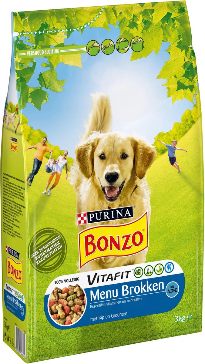 Bonzo Adult Menubrokken - Kip & Groenten - Hondenvoer - 3 kg | bol.com