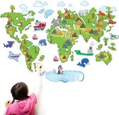 Cartoon wereldkaart voor kinderkamer