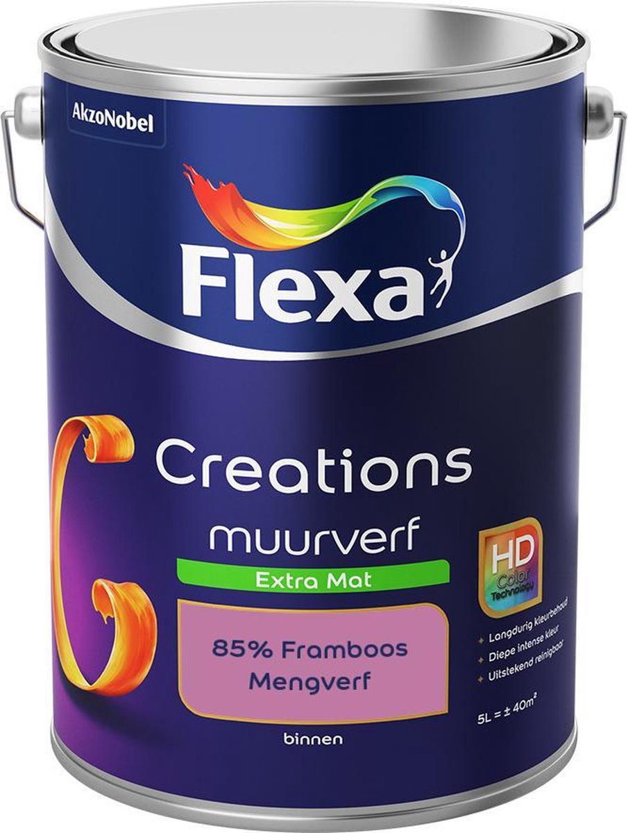 Flexa Creations Muurverf - Extra Mat - Mengkleuren Collectie - 85% Framboos - 5 liter