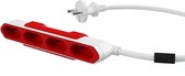 Allocacoc PowerBar EU - 1.5 meter kabel - platte stekkerdoos - Wit/Rood - geschikt voor 4 niet geaarde Euro stekkers