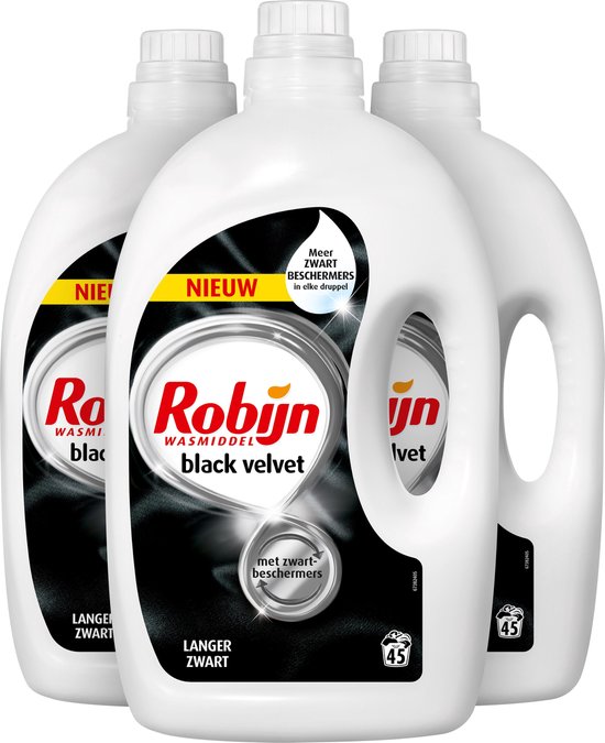 Robijn Black Velvet Vloeibaar Wasmiddel - 3 x 45 wasbeurten - Voordeelverpakking