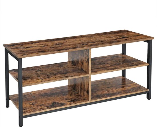 Gecheer TV kast met 3 vakken en 3 deuren Lowboard TV meubel dressoir TV tafel TV kast Hifi kast massief grenen 140x37x50 cm