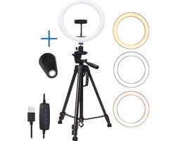 IMPAQT LED Ring Lamp dimbaar MET 3 LICHTKLEUREN incl bluetooth shutter