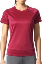 Sportshirt voor vrouwen - Women’s Short Sleeve T-Shirt Adidas D2M Tee Lose Burgundy - Maat M
