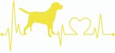 Gele Labrador retriever sticker - love my dog - liefde voor de hond autosticker - 8 x 18 cm